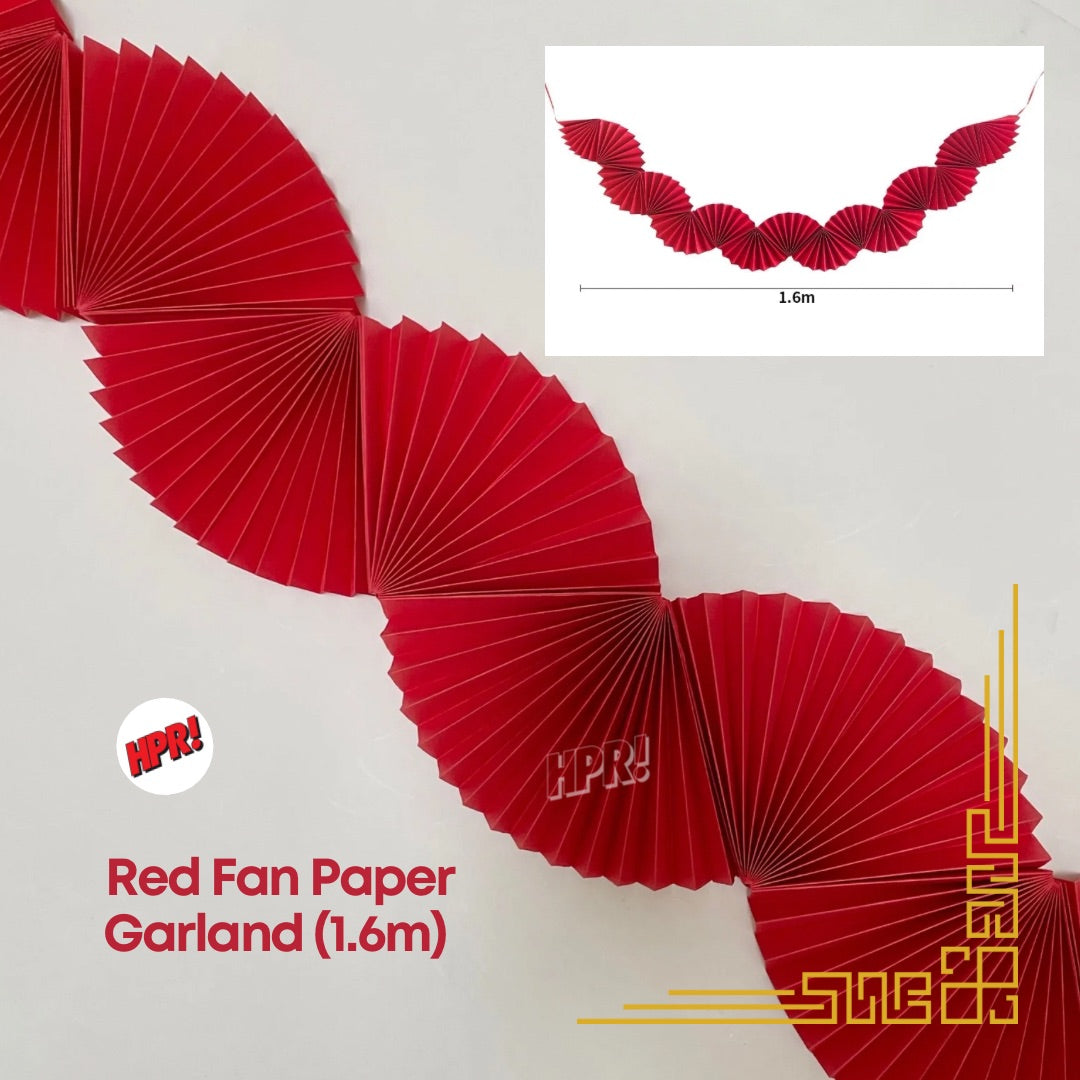 Red Fan Paper Garland