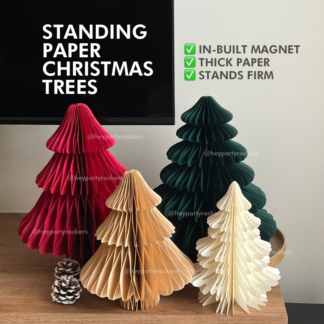 Standing Paper Christmas Trees with Magnets