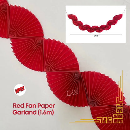 Red-Orange Fan Paper Garland
