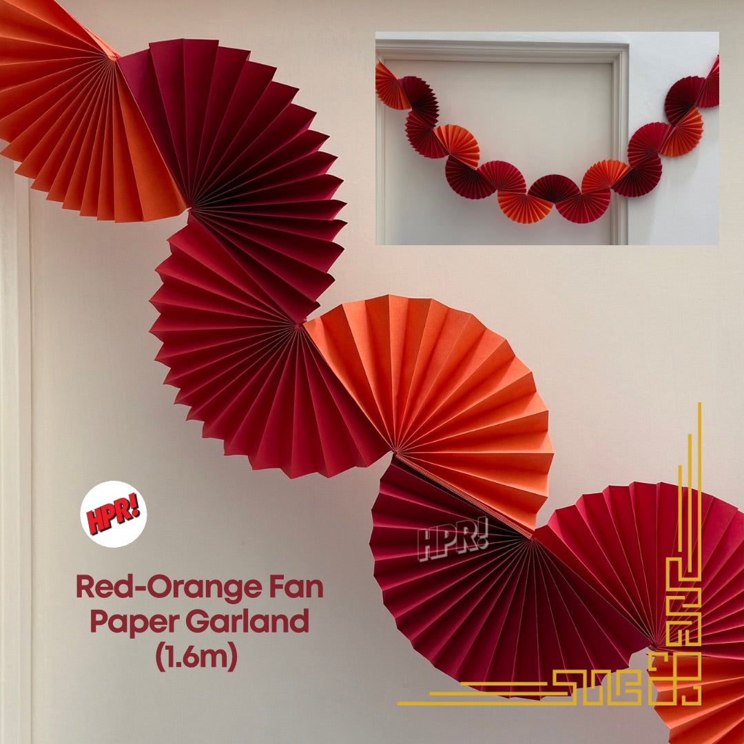 Red-Orange Fan Paper Garland