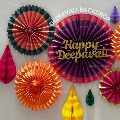 Deepavali Backdrop Paper Fans