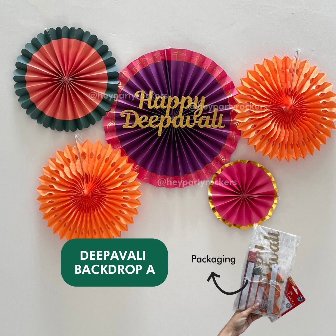 Deepavali Backdrop Paper Fans